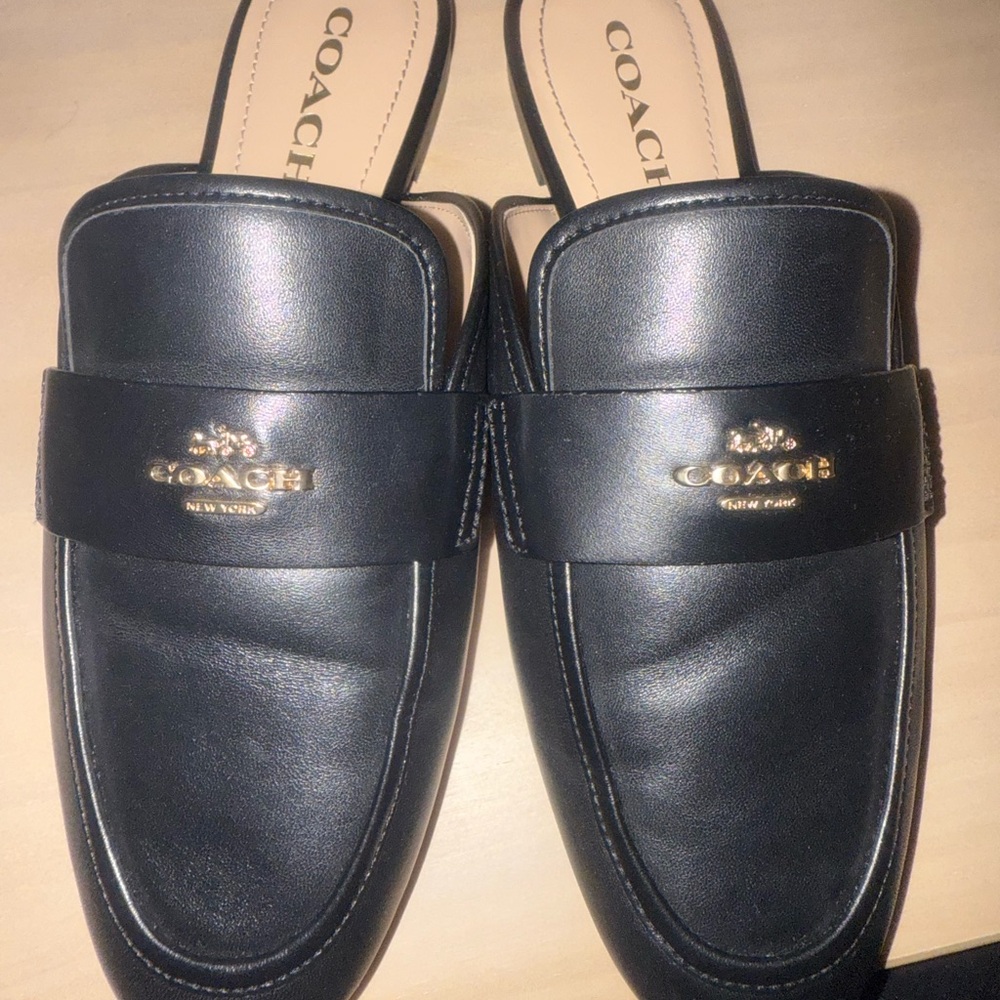 Coach Black Leather mules